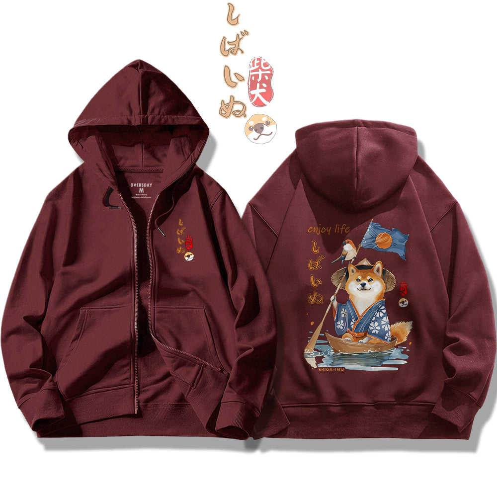 Relaxed Shiba / Zip Up Hoodie