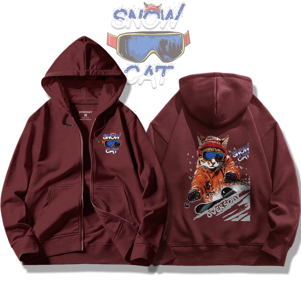 Pro Skier Cat / Zip Up Hoodie