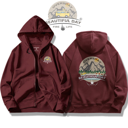 Happy Outdoors / Zip Up Hoodie