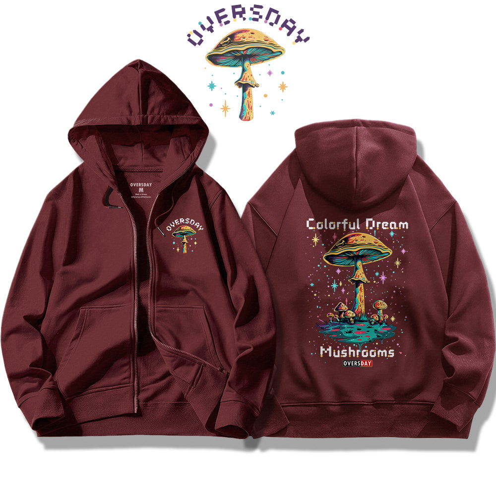 Colorful Dream Mushrooms / Zip Up Hoodie