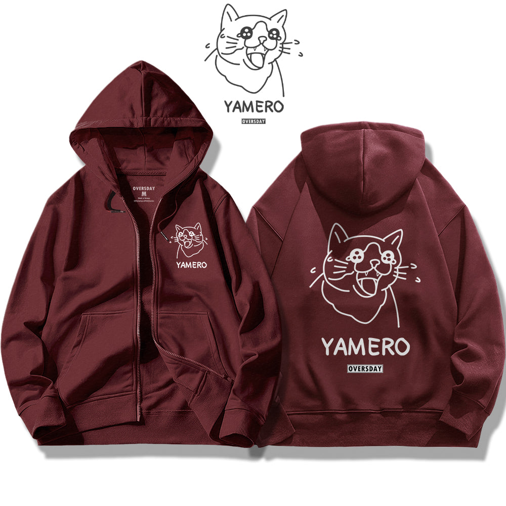 Yamero Cat / Zip Up Hoodie