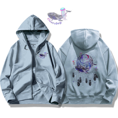 Dream Catcher of Blue Whale / Zip Up Hoodie