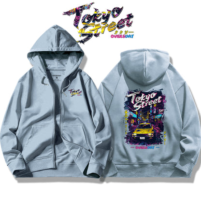 Tokyo Street Taxi / Zip Up Hoodie