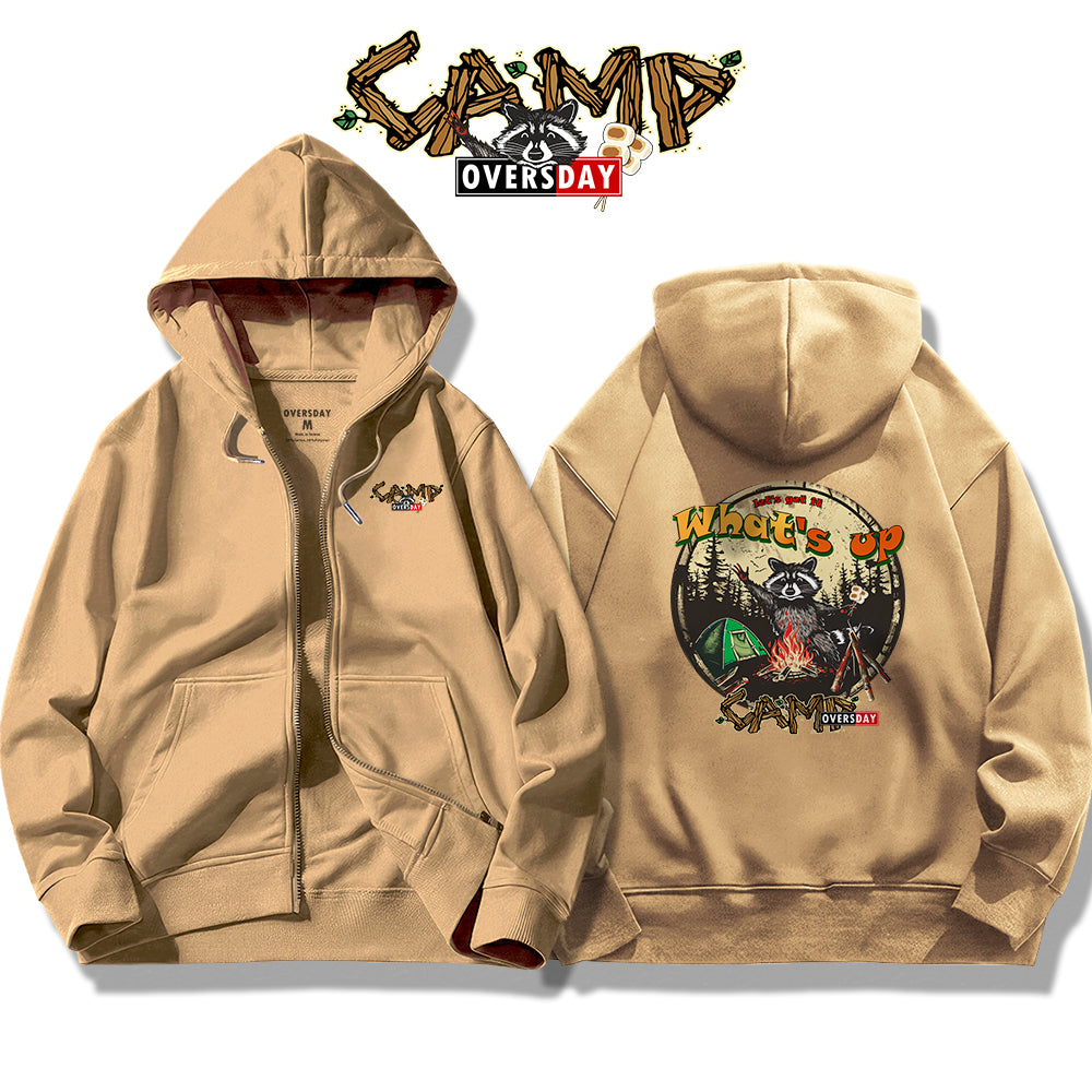 Forest Camping Raccoon / Zip Up Hoodie