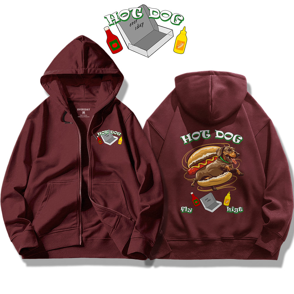 Flying Hot Dog / Zip Up Hoodie