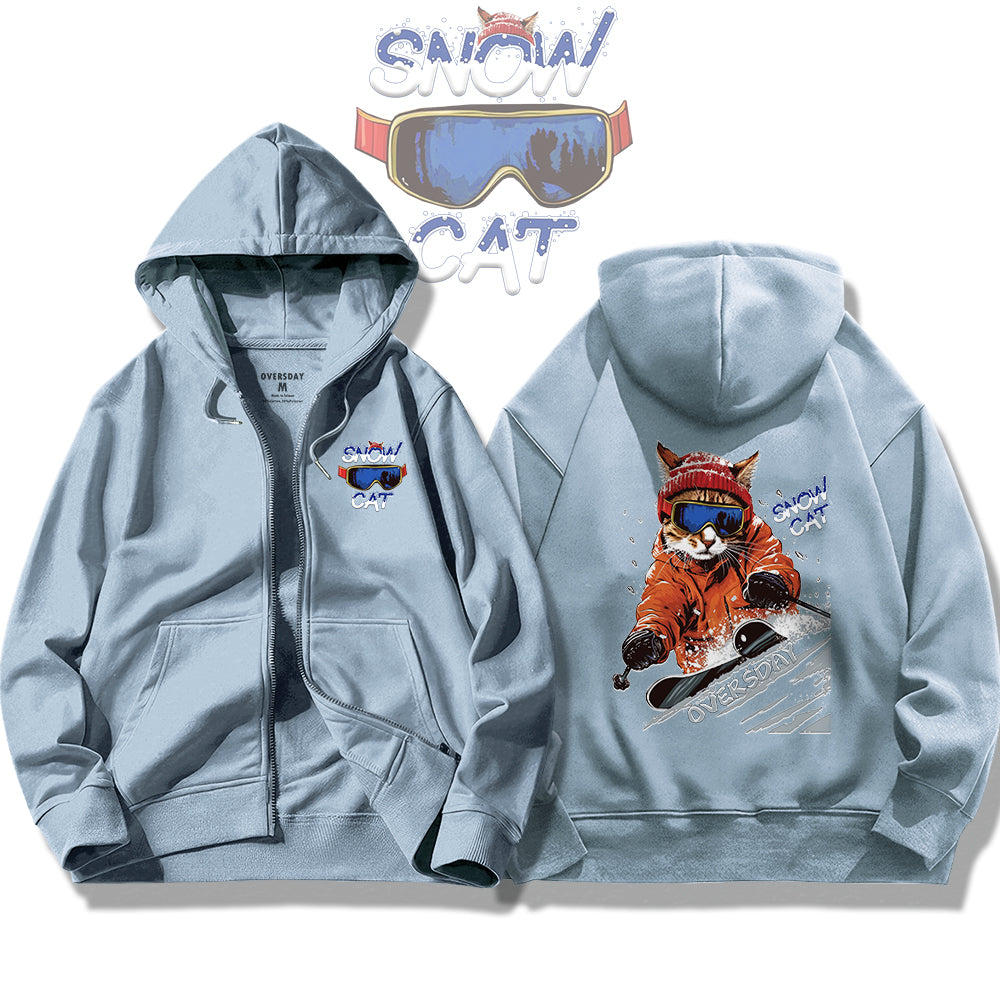 Pro Skier Cat / Zip Up Hoodie