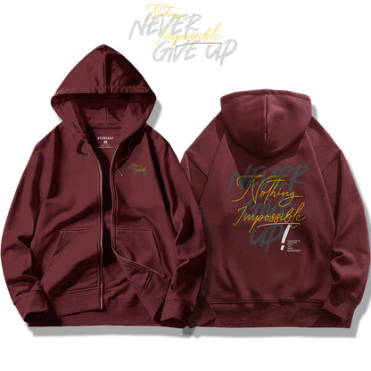 Never Give Up / Zip Up Hoodie