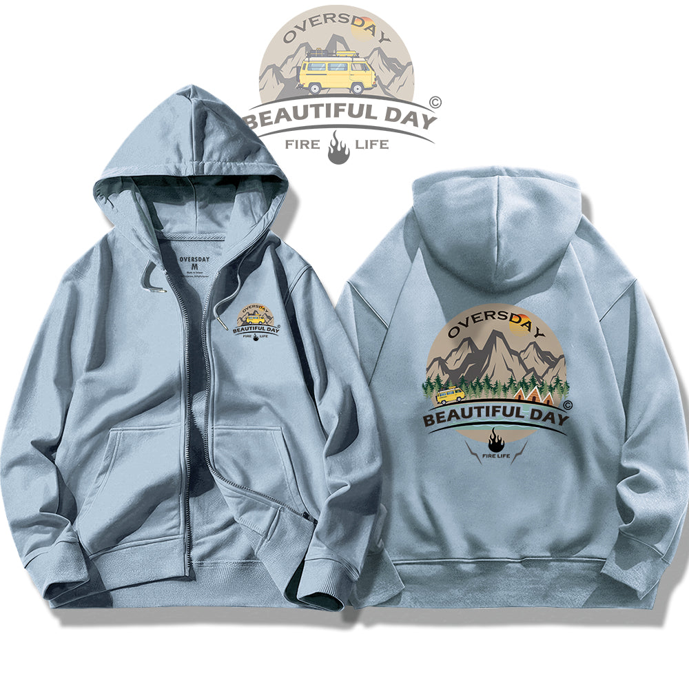 Happy Outdoors / Zip Up Hoodie