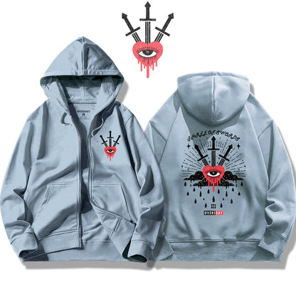 Three of Swords / Zip Up Hoodie