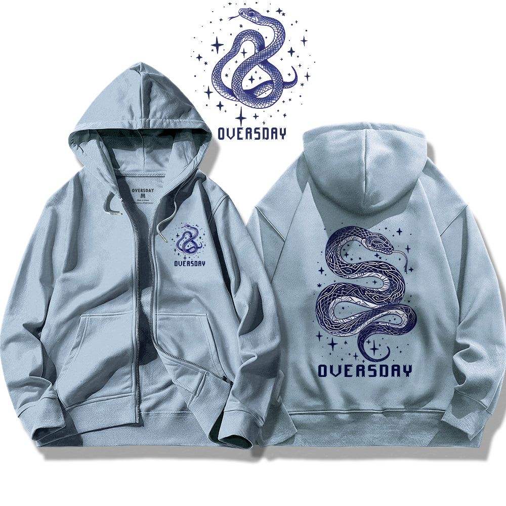 Starlit Serpent Whispers / Zip Up Hoodie