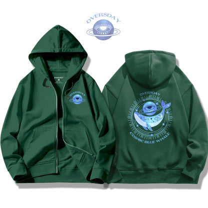 Cosmic Blue Whale / Zip Up Hoodie