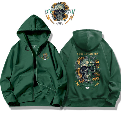 Skull Sunflower / Zip Up Hoodie