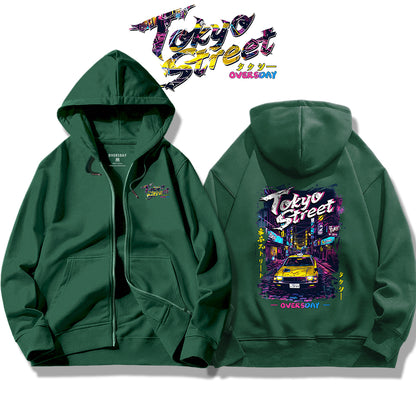 Tokyo Street Taxi / Zip Up Hoodie