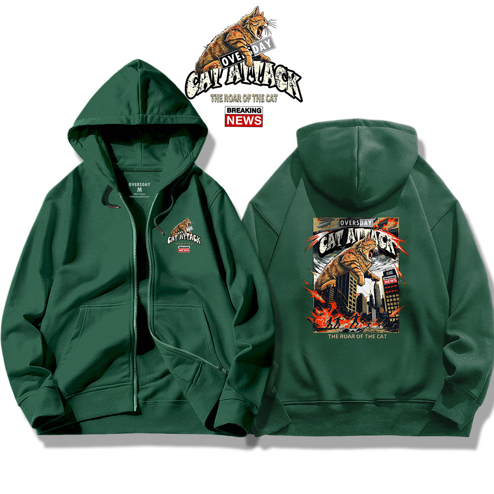 Cat Attack / Zip Up Hoodie