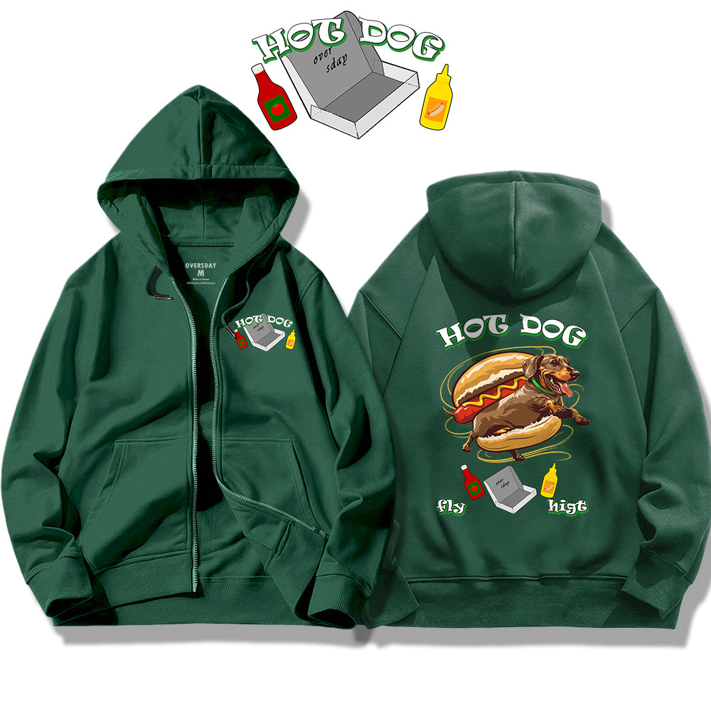 Flying Hot Dog / Zip Up Hoodie