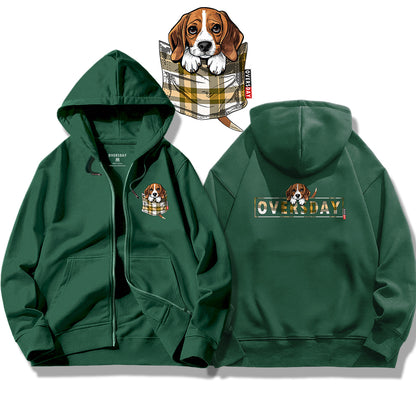 Tartan Pocket Beagle / Zip Up Hoodie