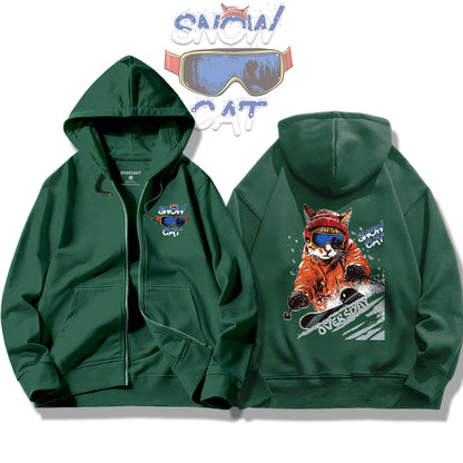 Pro Skier Cat / Zip Up Hoodie