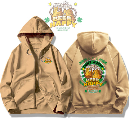 Lucky Beer Clover / Zip Up Hoodie