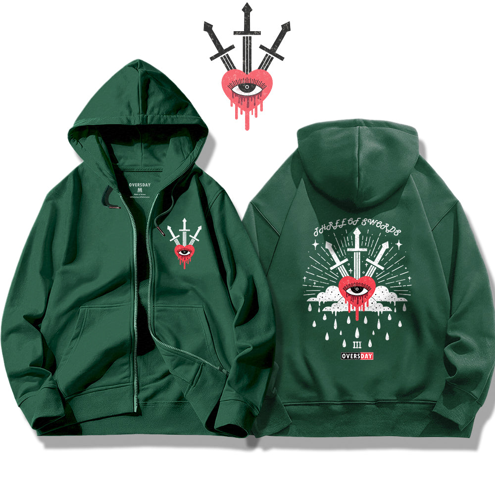 Three of Swords / Zip Up Hoodie