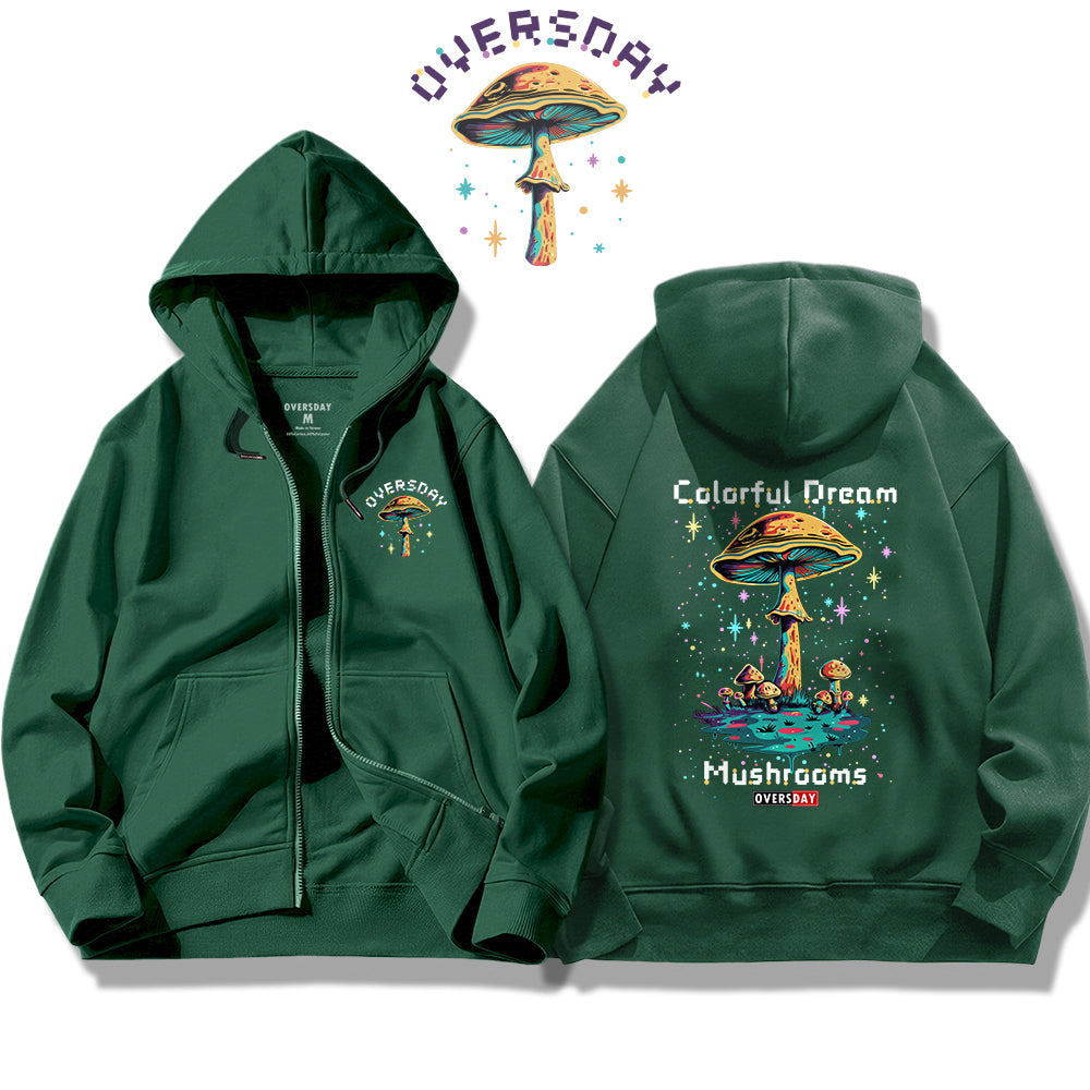 Colorful Dream Mushrooms / Zip Up Hoodie