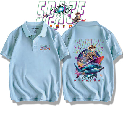 Mega Shark Surf Cat / Polo Shirt