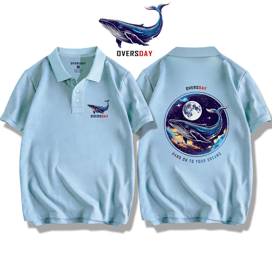 Blue Whale and Moon / Polo Shirt